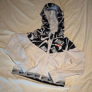 Nike Women's White and Black Logo Bomber Jacket